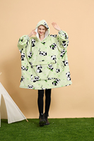 Fabriek Polyester Oversized Pluche Fleece Draagbare Deken Sherpa Grote Sweatshirt Hoodie Deken Volwassen Capuchon Met Mouwen
