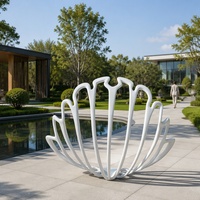 Escultura Abstracta Moderna de Acero Inoxidable Pintado, Decoración de Arte para Jardín Exterior, Escultura Metálica Personalizada