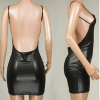 Enges Minikleid aus Kunstleder mit Wet-Look und Push-up – Rückenloses Bodycon-Kleid für Club und Party
