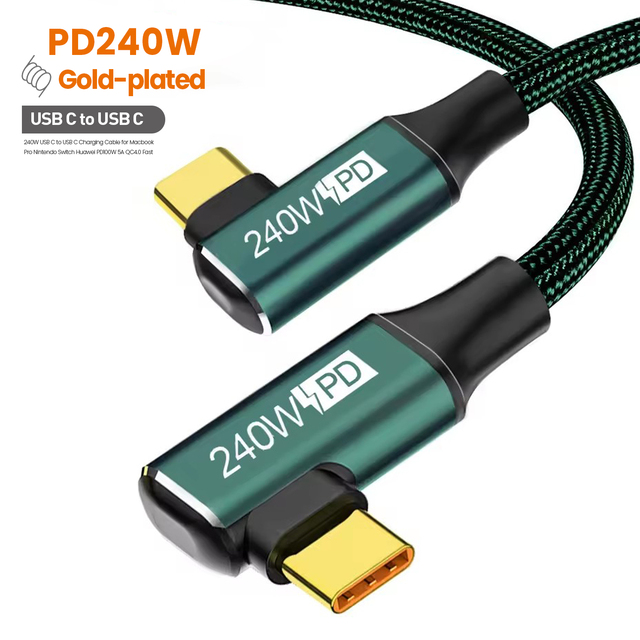 05M 1M 2M 3MDual Elbow PD240W USB C to C Cable 5A Fast Charging for PS5 Nintendo Switch Galaxy MacBook Pro Type-C Fast Charge