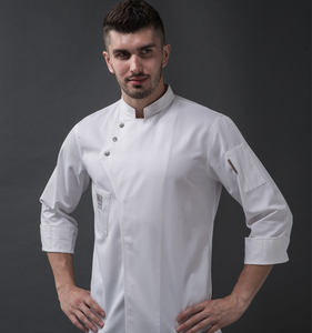 Uniformes de chef pour hommes, chemise de cuisinier, blouse, veste de travail de cuisine de restaurant, vêtements de travail de <span class=keywords><strong>boulangerie</strong></span>, uniforme respirant, veste de chef serveur - Product Image 3