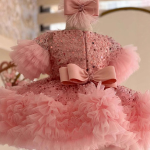 Abito con Paillettes e Piume per Bambine, Vestiti di Lusso per Bambini, Eleganti Abiti per Ragazze, Outfit alla Moda - Product Image 4