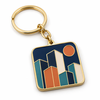 Porte-clés personnalisé avec logo de l'horizon urbain en émail, cadeau promotionnel direct, fournisseur en gros, fabricant de porte-clés