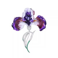 Broche Fleur d'Iris pour Femme, Bijou de Mode Exquis Haut de Gamme