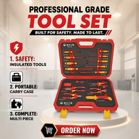 Ensemble d'outils isolés certifiés VDE de 15 pièces avec tournevis 1000V et jeu de tournevis isolés, coupe-câbles diagonaux VDE pour l'entretien