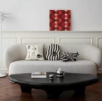 Table basse ovale minimaliste créative ATUNUS en forme de galet, noir et blanc, petite table de salon minimaliste