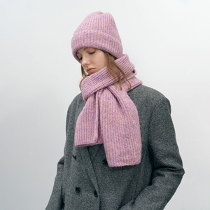 Women Winter Acrylic Knit Gradient Beanie <b>Hat</b> Scarf Set Warm Soft Fashion Ladies Knitted <b>Cap</b> Neck Scarf 2Pcs Set Outfit - Product Image 3