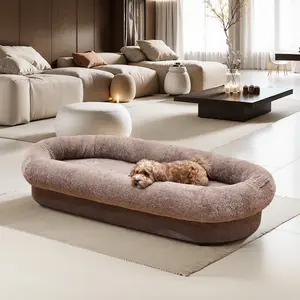 Newly Launched Large Size Fluffy Plush Cover Non Slip Base High Quality Detachable Washable Grab Handle Human Dog Bed