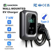 GANCRON 7kW T2S EV Wallbox EVSE DLB Dynamic Load Management N1CT Kit Type2 pour la France et l'Italie – Chargeurs domestiques pour véhicules électriques