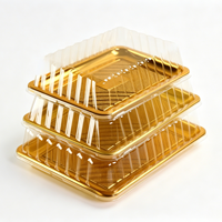 0041 Vente en gros d'usine, assiettes à gâteau jetables en blister, PET de qualité alimentaire, dorées, multicolores,