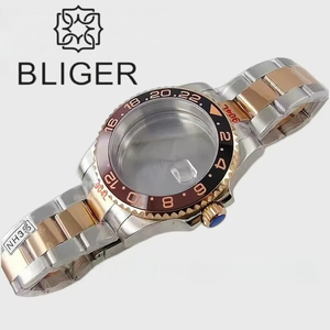 Bliger 40mm thép không gỉ rootbeer trường hợp đồng hồ <span class=keywords><strong>bezel</strong></span> Jubilee dây đeo Sapphire kính gốm <span class=keywords><strong>bezel</strong></span> nh34 nh35a nh36 bộ phận đồng hồ - Product Image 4