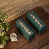 Coffret Cadeau de Luxe Écologique pour Service à Thé avec Fenêtre Double Face et Emballage Personnalisé en Carton Rigide Gris pour Cadeaux de Thé Haut de Gamme