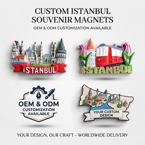 Magnete per Frigorifero 3D Dipinto a Mano in Poliresina, Souvenir <span class=keywords><strong>di</strong></span> <span class=keywords><strong>Istanbul</strong></span> con Mecca Blu e <span class=keywords><strong>Torre</strong></span> <span class=keywords><strong>di</strong></span> <span class=keywords><strong>Galata</strong></span> - Product Image 1