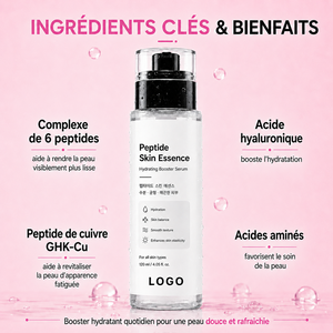 Formule booster à 6 peptides de haute qualité, hydratation rapide, amélioration de la texture rugueuse, uniformisation du teint, essence à l'acide hyaluronique GHK-Cu - Product Image 2