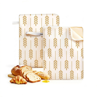 Sac de transport pour pain en tissu de coton double couche avec logo personnalisé, réutilisable, lavable, de qualité alimentaire, avec revêtement en cire d'abeille