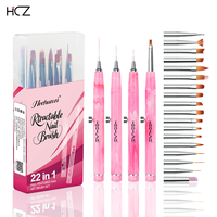 Brosses interchangeables de cheveux en nylon de poignée en plastique de conception de marbre rose de professionnel de luxe pour la brosse d'ongle de gel d'art d'ongle
