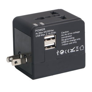 Adaptateur secteur de voyage HHT-148 2USB 5V 2.1A avec prise US UK AUS EU - Product Image 5