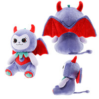 Nouvelle Peluche Démon Personnalisée Adorable Violette avec Ailes Rouges, Jouet Doux Kawaii, Design Anime, Peluche à Câliner
