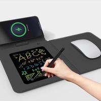 Chargeur sans fil pliable 15W à charge rapide, qualité supérieure, avec tablette d'écriture PU, bloc-notes, support pour téléphone, montre, écouteurs et tapis de souris