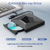 Lecteur Blu-ray externe 3D, lecteur Blu-ray compatible avec les lecteurs DVD et CD, lecteur Blu-ray 3D portable avec USB3.0