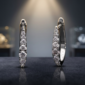 Pendientes de Aro Cónicos Sofisticados con Brillo para Mujer, Chapados en Rodio y Oro Amarillo de 14K, con Diamantes Naturales de 0.5 Ctw, Engaste de Garras, Regalo - Product Image 1