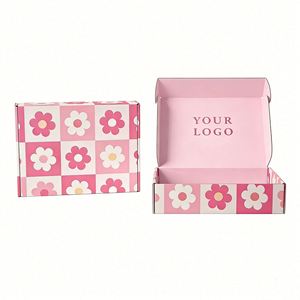 Wholesale Custom <b>Pink</b> Cardboard Mailer <b>Box</b> With Floral Print Ideal for Subscription Mailing & <b>Gift</b> Packaging - Product Image 1