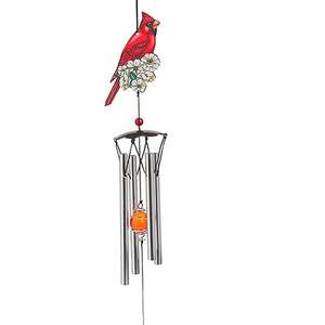 Modern Style <b>Metal</b> Cardinal Wind Chimes Brass and Terracotta <b>Ornament</b> for Outdoor Wedding Home and <b>Garden</b> Decoration - Product Image 1
