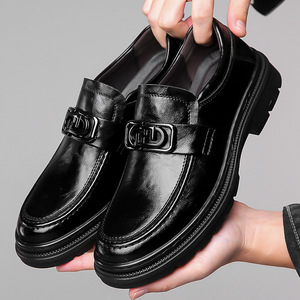 Mocassins en cuir décontractés pour hommes, semelle souple, noirs, style jeune, faciles à enfiler - Product Image 3