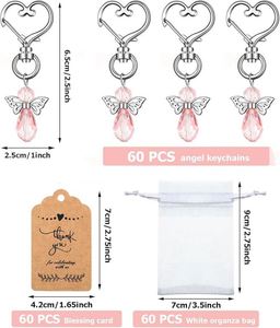 Logistics 30 Sets Angel Keychain Favor Bulk Crystal Angel Wing Organza Bag Thank You Tag Celebration of Life <b>Memorial</b> - Product Image 3