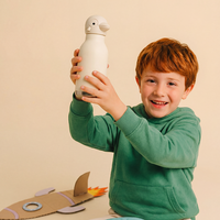 Nouvelle Bouteille d'Eau Isotherme en Acier Inoxydable Everich 2026 avec Couvercle Amovible en Forme de Tête d'Animal Mignon pour Enfants 450ML