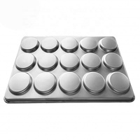 Plaque de cuisson pour hamburgers en acier aluminium de qualité commerciale, 40x60 cm, 4 pouces, antiadhésive, 15 cavités, pour pains à hamburgers