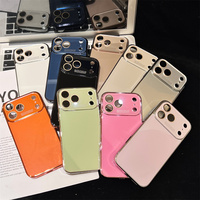 Coque de téléphone portable en verre glacé électroplaqué brillant pour iPhone 18 17 Pro Max 16 15 14 13, simple, fine, avec protection intégrale de l'objectif de l'appareil photo