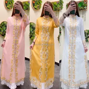 New Middle East Abaya Gold embroidery lace fashion Muslim women's dress