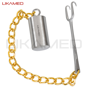 Retractor de Rinoplastia Gruber Columella LIKAMED, Cerkes, con Peso, 10 mm de Ancho, Ganchos Dobles con Cadena - Product Image 4