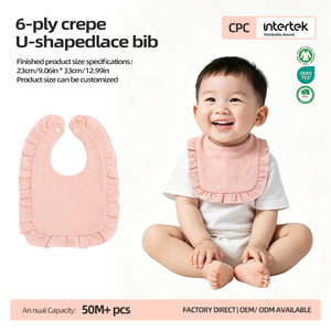 Bavoirs pour bébé en mousseline de coton peigné de qualité supérieure, 6 couches, avec volant en dentelle, respirants, pour nouveau-né, vente en gros, personnalisables en usine - Product Image 1