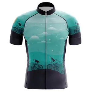 HIRBGOD donanma gökyüzü bisiklet forması takım bisiklet Jersey bisiklet giyim yaz açık hızlı kuru Biker aşınma yansıtıcı şerit ile