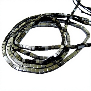 EMINENT JEWEL N ARTS Cuentas de Hematita Natural Negra en Forma de Cubo de 2mm, 15-16 Pulgadas, para la Fabricación de Joyas, Se Venden por Hilo, de Rajasthan - Product Image 1