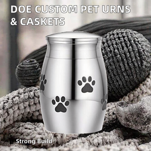 Stainless Steel Pet Urn Teardrop Shape Paw Print Design Airtight Dog Cremation <b>Memorial</b> <b>Keepsake</b> - Product Image 2
