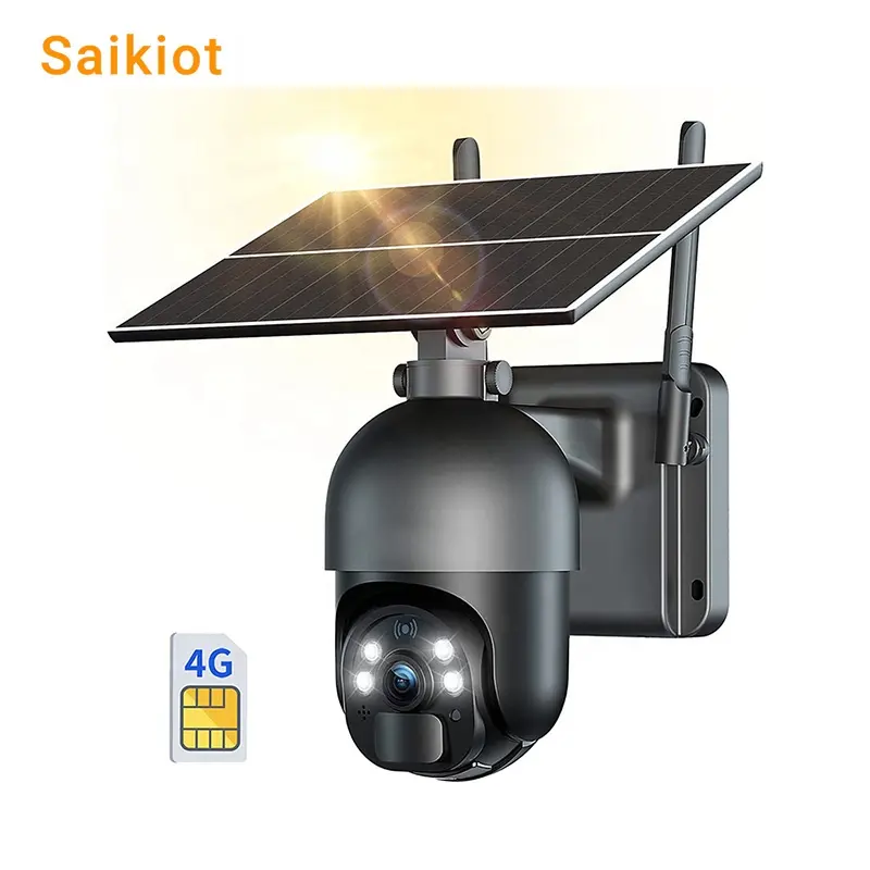 Saikiot Tuya กล้องโซลาร์4G, กล้องวงจรปิดระบบรักษาความปลอดภัยในบ้านไร้สาย WiFi กล้อง IP กลางแจ้ง Tuya กล้องพลังงานแสงอาทิตย์