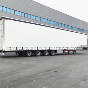 รถพ่วงกึ่งพ่วงแบบมีผ้าม่านข้าง 3 เพลา 60 ตัน รถพ่วงบรรทุกตู้คอนเทนเนอร์แบบเปิดข้างสำหรับขาย - Product Image 3