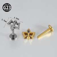 Piercing de mode en Titane F136, motif Trident de Neptune imposant, barre plate à filetage interne, pour l'oreille et le lèvre
