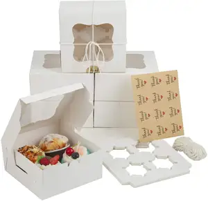 머핀 포장 1-12pcs 컵케익 상자 다채로운 접이식 크래프트 종이 케이크 상자 개인 상표 종이 컵 케이크 상자
