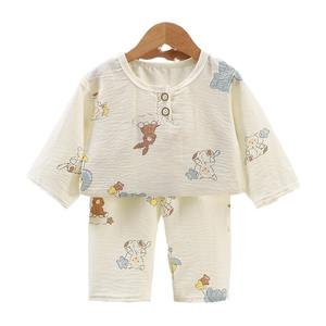 Ensemble <span class=keywords><strong>Pyjama</strong></span> Décontracté à Manches Mi-Longues pour Enfants Vêtements d'Intérieur d'Été Populaires en Coton Nuage Fin pour Pièces Climatisées Garçons Filles Dessin Animé - Product Image 1