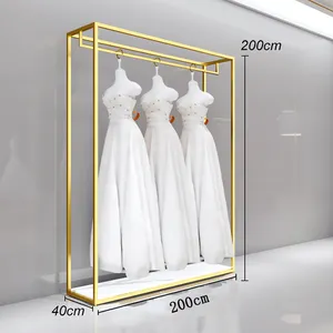 Boutique Bridal Shop Interior lucido Design romantico abito da sposa di lusso espositore appendiabiti da sposa