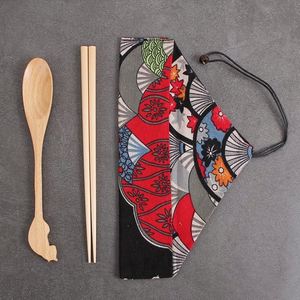 Ensemble <span class=keywords><strong>de</strong></span> couverts <span class=keywords><strong>de</strong></span> voyage en bambou <span class=keywords><strong>de</strong></span> haute qualité, style japonais, 2 pièces, réutilisables, portables, cuillère et baguettes, avec sac - Product Image 3
