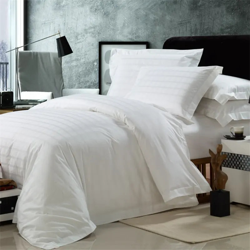 Toptan otel odası yatak çarşafları mısır pamuklu 220tc saten şerit yatak çarşafı kumaş