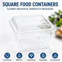 Boîte à dessert carrée transparente en PET de qualité alimentaire pour gâteau mousse au chocolat, mille-feuille, impression numérique épaisse, pour emporter
