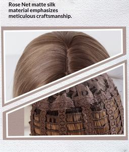 Nouvelle perruque complète pour femme, longue, ondulée, effet dégradé brun, cheveux bouclés, en soie mate européenne, à trame unique - Product Image 5