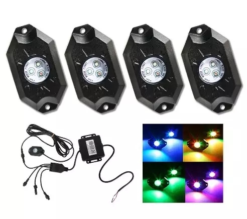 12V 24V 4pods 6 Pods 8pods 12 Pods Control 9W 4x4 off Road RGB Rock Lamp off Road Truck RGB Led Rock Lights