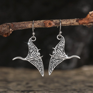 Orecchini Pendenti Vintage a Forma di Manta Ray con Texture, Gioielli di Moda con Motivo Animale per Donne - Product Image 6